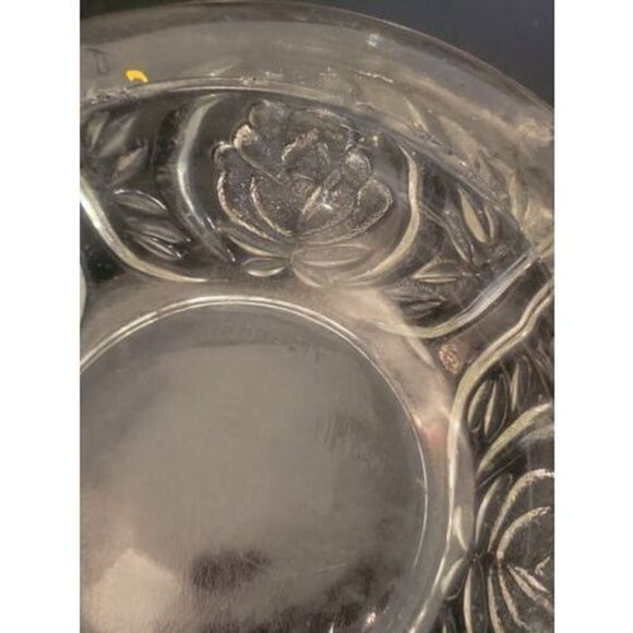 KIG Indonesia Pressed Heavy Glass Rose Pattern Vintqge Ashtray 4 Rest 6" - Picture 12 of 12